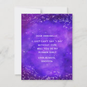 星空の夜銀河系私の花の女の子 招待状 (裏面)