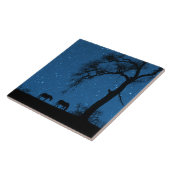 星空の夜馬とオークツリーアート タイル (側面)