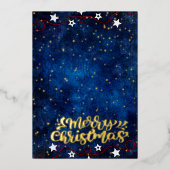 星空の夜4写真コラージメリークリスマス金ゴールド 箔シーズンカード (正面)