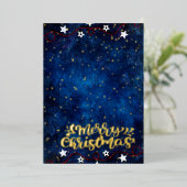 星空の夜4写真コラージメリークリスマス金ゴールド 箔シーズンカード (立ち正面)