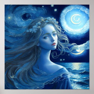 星空の夜🌌 – ギリシャ女神ファンタジーポスター#2 ポスター