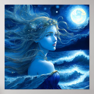 星空の夜🌌 – ギリシャ女神ファンタジーポスター#4 ポスター