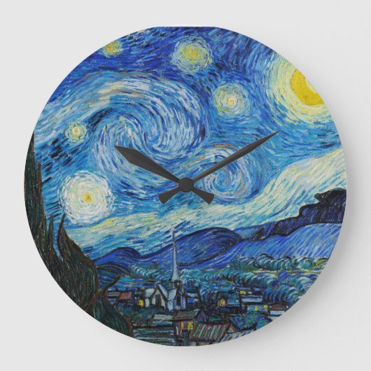 星空の夜、ゴッホ ラージ壁時計 (正面)
