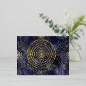 星空の夜 ゴールドスターバーストパターン 箔シーズンポストカード (立ち正面)