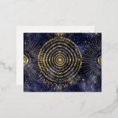 星空の夜 ゴールドスターバーストパターン 箔シーズンポストカード (正面/裏面)