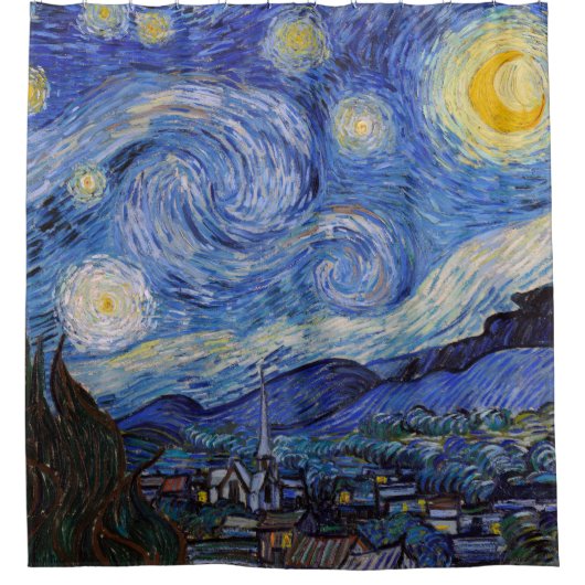 星空の夜：セントレミーbyヴィンセント・ヴァン・ゴッホ シャワーカーテン (正面)