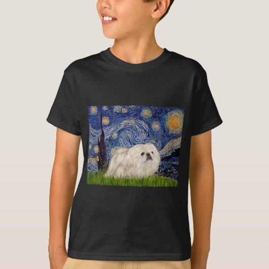 星空の夜 – ホワイトペキン4 Tシャツ (正面)