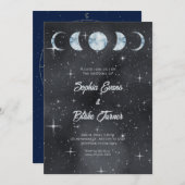 星空の夜 月の満ち欠け 星座 結婚式 招待状 (正面/裏面)