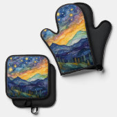 星空の夜 鍋つかみ&鍋敷きセット (正面/裏面)