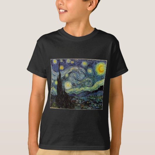 星空の夜，1889，ビンセント・ヴァン・ゴッホ Tシャツ (正面)