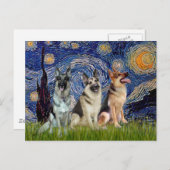 星空の夜 – 3ジャーマンシェパード ポストカード (正面/裏面)