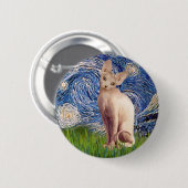 星空の夜 – Cream Sphynx Cat 缶バッジ (正面&裏面)