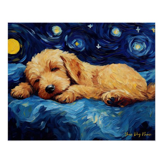 星空の夜 – Goldendoodle Dog 002 - Qian wan ポスター (正面)