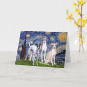 星空の夜 – Three イタリアン Greyhounds カード (黄色い花)