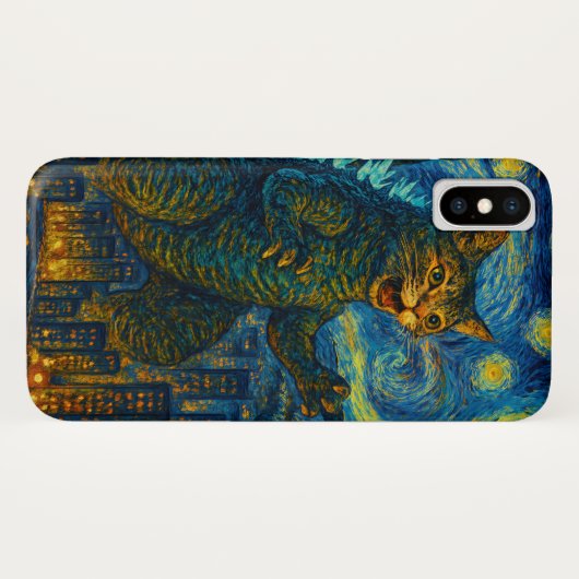 星空の夜Kaiju Catzilla猫iPhone iPadケース Case-Mate iPhoneケース (裏面(横))