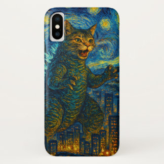 星空の夜Kaiju Catzilla猫iPhone iPadケース iPhone X ケース