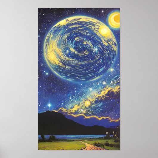 「星空の夢の風景を魅了するファンタジー絵画」 ポスター (正面)