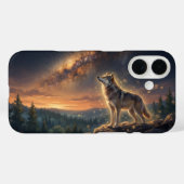 星空の天の川の下の孤独なオオカミ Case-Mate iPhoneケース (裏面 (横))