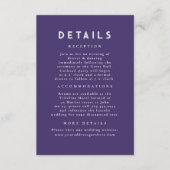 星空の天の紫の結婚式の詳細 エンクロージャーカード (正面)