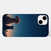 星空の子犬と子猫 iPhone 14 カバー (裏面 (横))