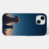 星空の子犬と子猫 iPhone 15 カバー (裏面 (横))