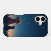 星空の子犬と子猫 iPhone 16 カバー (裏面横)