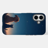 星空の子犬と子猫 iPhone 16 カバー (裏面 (横))