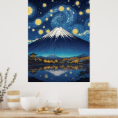 星空の富士山 ポスター (キッチン)
