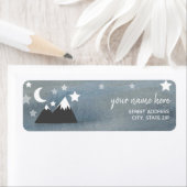 星空の山の水の色ベビーシャワー ラベル (インサイチュ)