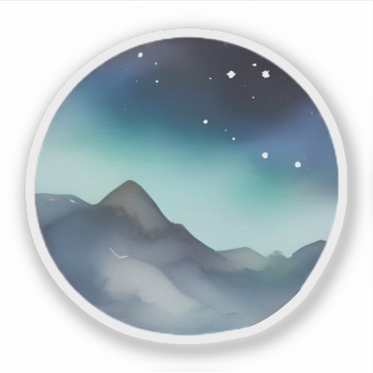 星空の山夜景 シール (正面)