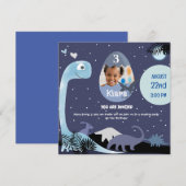 星空の恐竜 テーマの3歳誕生日パーティー招待状 招待状 (正面/裏面)