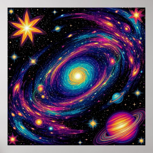 星空の抽象的な風景 ポスター (正面)