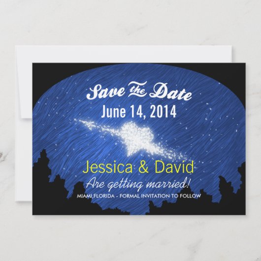 星空の星のハート Save the Date カード (正面)