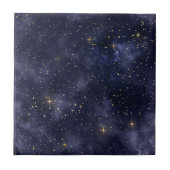 星空の星の夜の水色 タイル (正面)