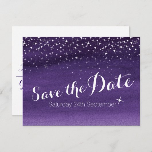 星空の星の日付の結婚ポストカードを保存 案内ポストカード (正面/裏面)
