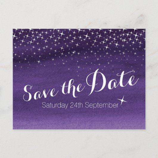 星空の星の日付の結婚ポストカードを保存 案内ポストカード (正面)
