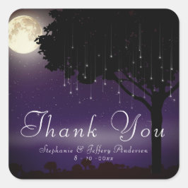 星空の星空の夜の文字列ライトありがとう スクエアシール