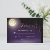 星空の星空の夜の木のストリングライト結婚ズ 出欠カード (スタンド正面)