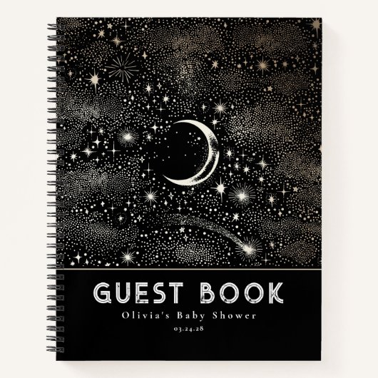 星空の星空の夜月と星黒 ノートブック (正面)