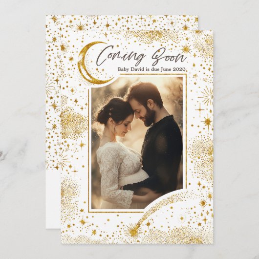 星空の星空来の夜の写真妊娠 案内状 (正面/裏面)