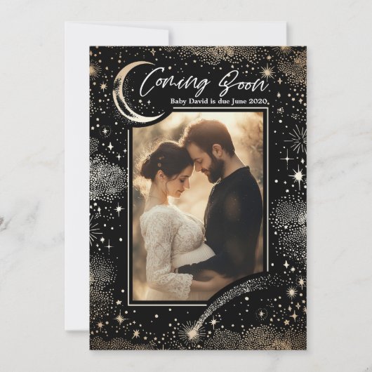 星空の星空来の夜の写真妊娠 案内状 (正面)
