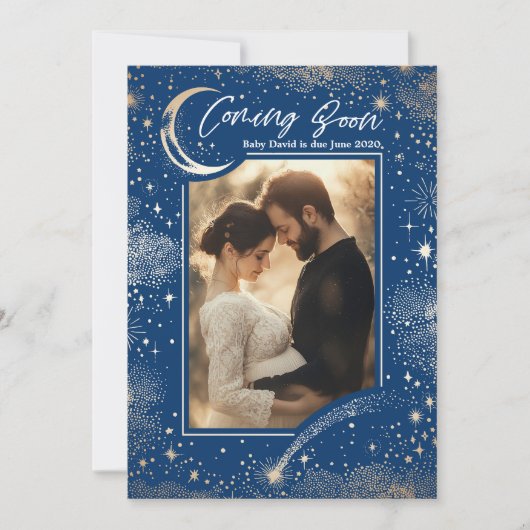 星空の星空来の夜の写真妊娠 案内状 (正面)