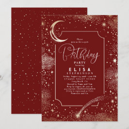 星空の月神秘的な天体誕生日 招待状
