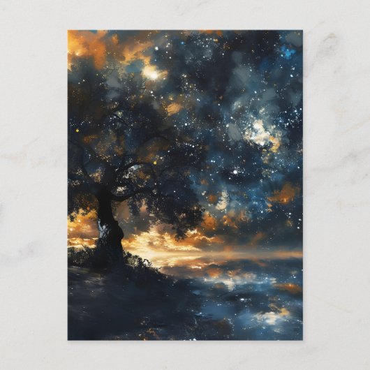 星空の木の夢の風景 シーズンポストカード (正面)