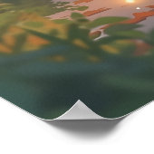 星空の森の中のアニメキツネ ポスター (角)