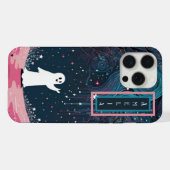 星空の森の中の陽気な宇宙幽霊 iPhoneケース (裏面横)