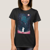 星空の森の中の陽気な宇宙幽霊 Tシャツ (正面)