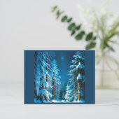 星空の森の冬の雪 ポストカード (スタンド正面)