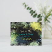 星空の森の夕べ結婚式の日付を保存 案内ポストカード (スタンド正面)