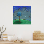 星空の樹々、幻想的な樹林の風景アート ポスター (キッチン)